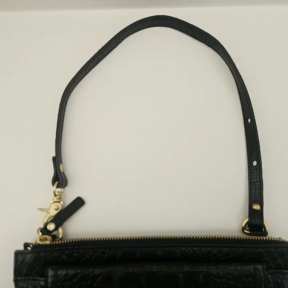 Brahmin Rory Black Crocodile Embossed Leather Clutch - Picture 4 of 6